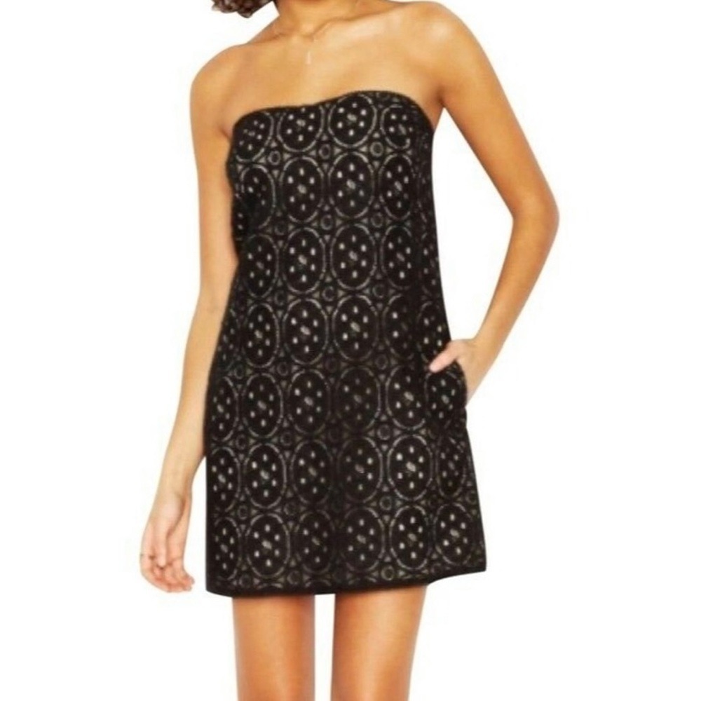 Rachel Rachel Roy Women's Woven Mini Dress Strapless Black Size S‎